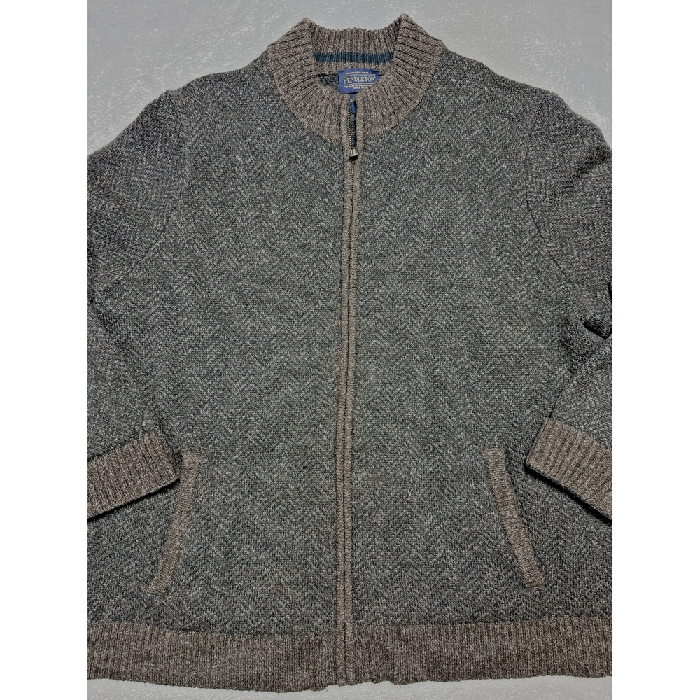 Pendleton Brown Shetland Wool XXL 2XL Maritime Living Full Zip Sweater Cardigan